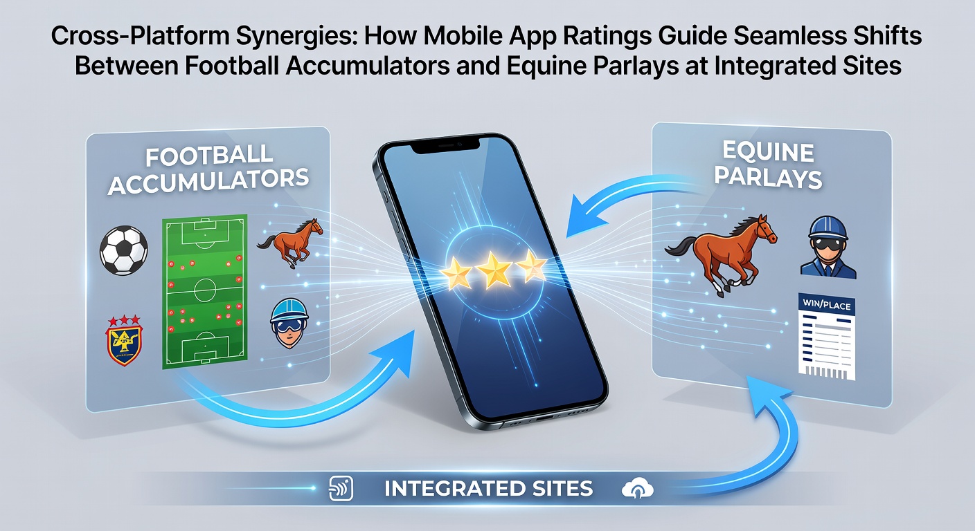 Mobile app interface displaying football accumulators alongside equine parlays with rating indicators and seamless navigation tools