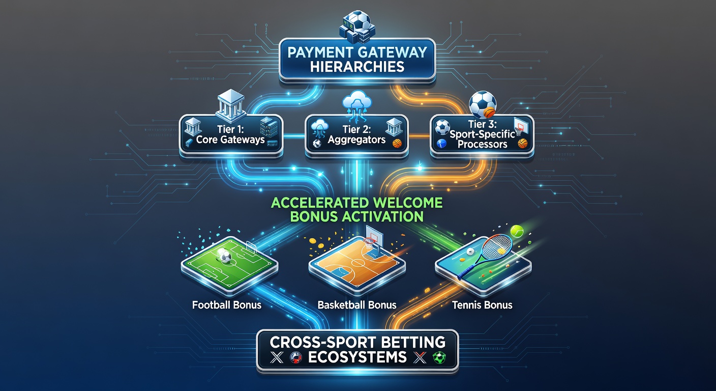 Diagram showing payment gateway hierarchies and their impact on bonus activation timelines across sports betting platforms