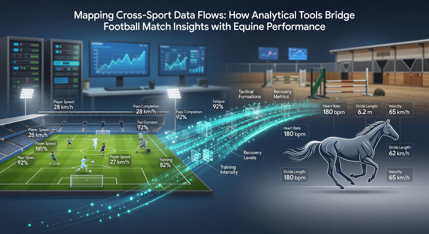 Mobile betting screen showing real-time cross-sport data flow between soccer player statistics and thoroughbred race metrics