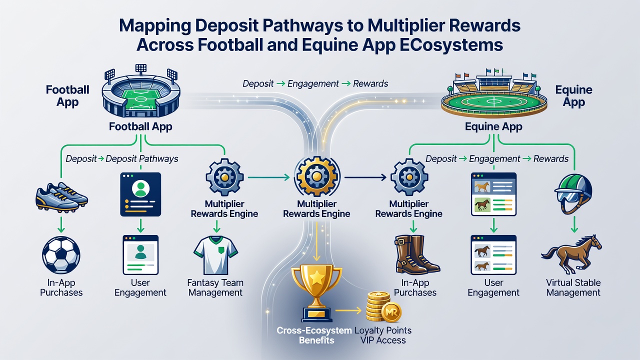 Illustration of deposit mapping connecting football and equine betting rewards