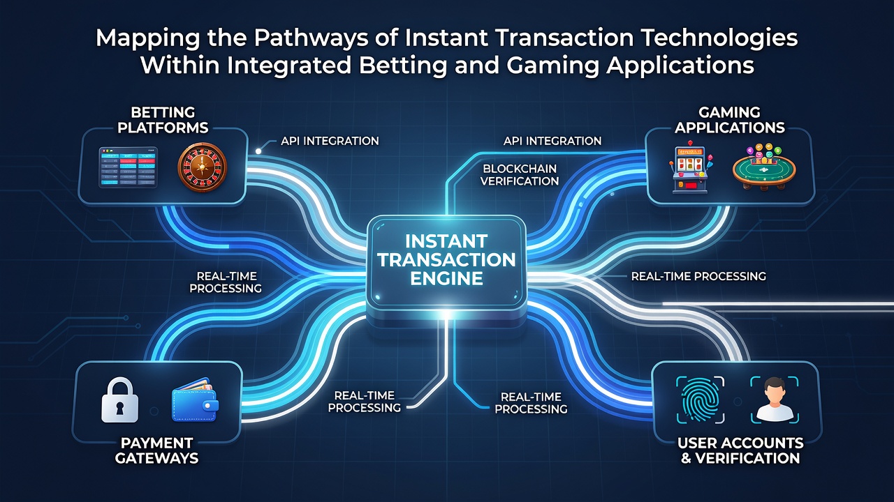 Flowchart illustrating API connections between gaming modules and instant payment processors