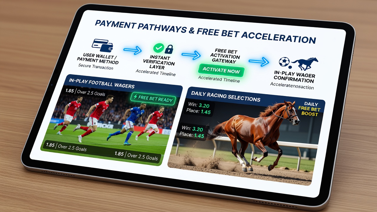 Mobile application screen showing racing bet placements alongside active free bet balances